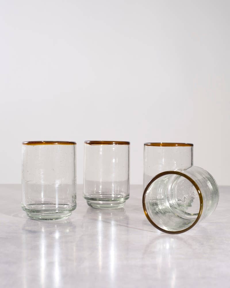 Amber Rim Medium Stacking Drinking Glass