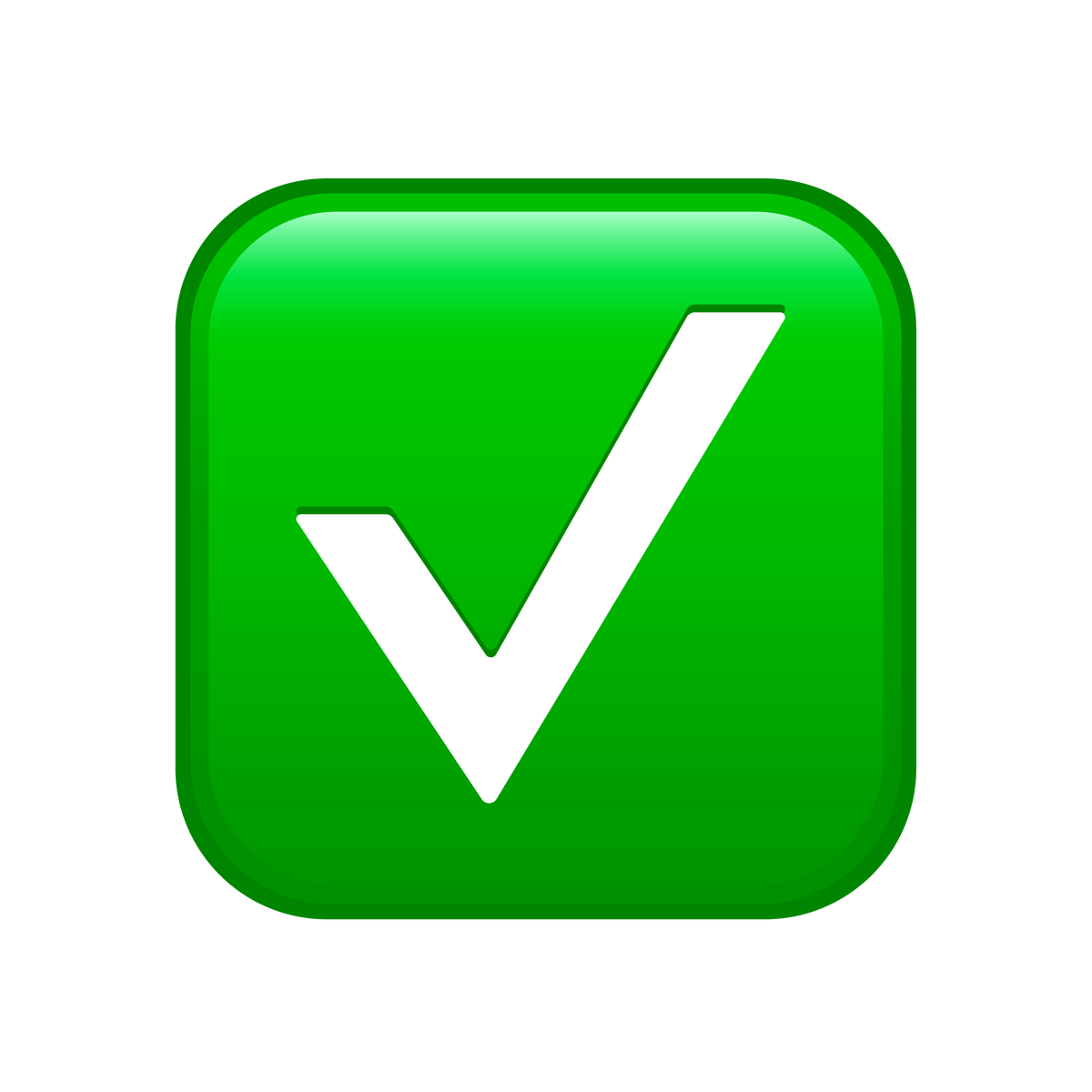 A green rounded square icon with a white checkmark on a plain white background.