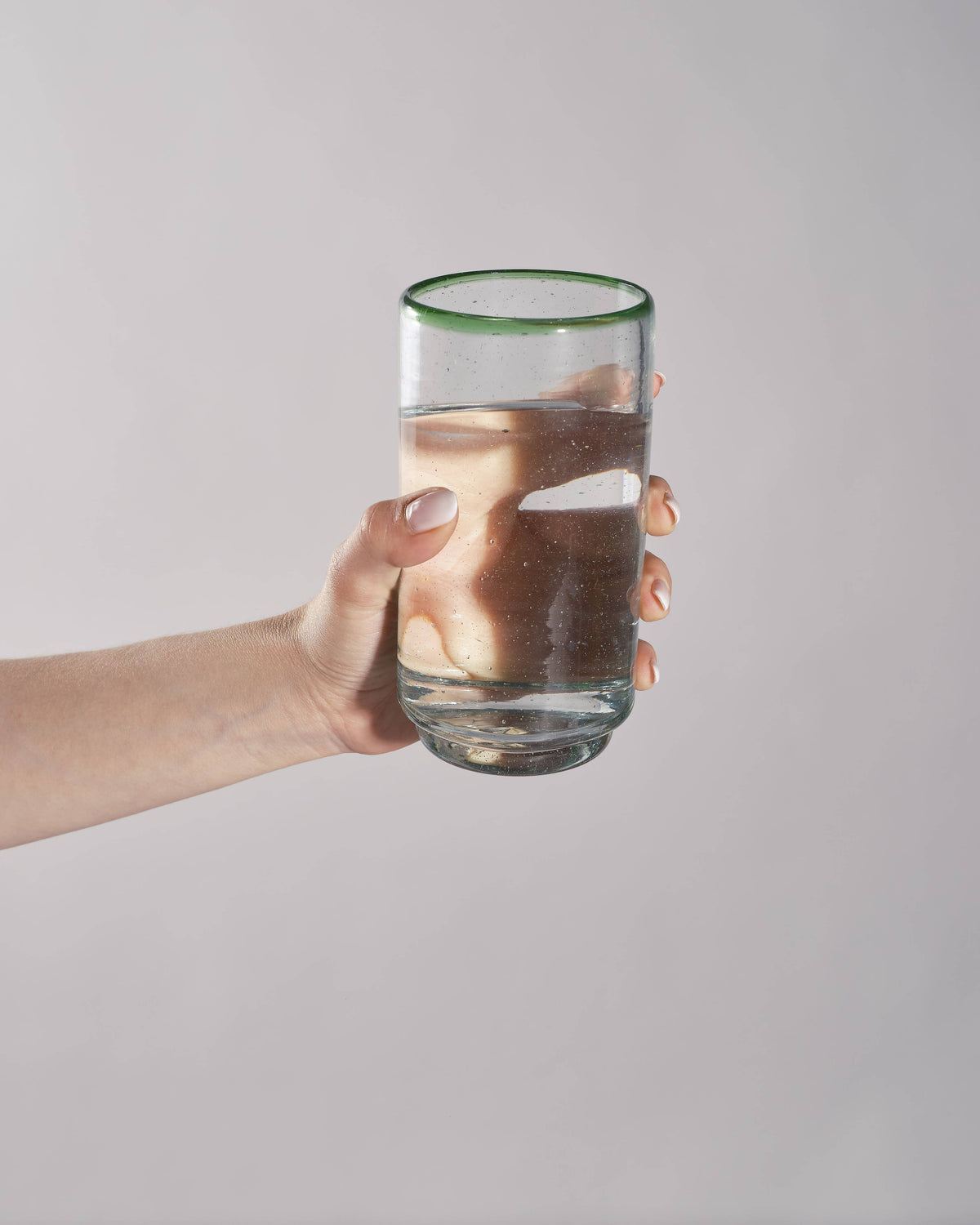 Green Rim Large Stacking Glass