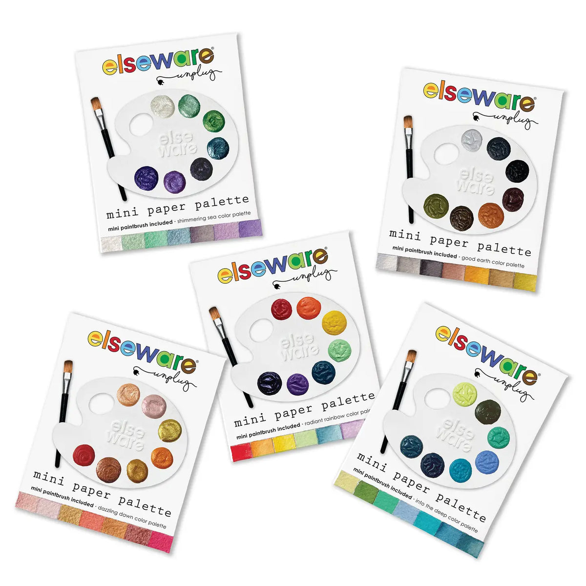 elsewhere unplug Mini Watercolor Paper Palettes - 5 pack