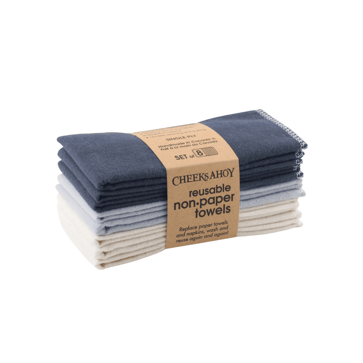 Cheeks Ahoy Reusable Non-Paper Towels (8 pack) - Warm Neutral